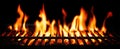 The intense flames dancing over a grill in a darkened environment..AI generated image Royalty Free Stock Photo