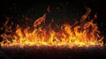 Intense Flames on Dark Background. AI generated Royalty Free Stock Photo