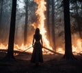Foreboding Flames Amongst Trees Royalty Free Stock Photo