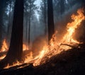 Foreboding Flames Amongst Trees Royalty Free Stock Photo