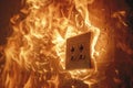 Intense flames engulfing wall mounted electrical socket pose dangerous fire hazard Royalty Free Stock Photo