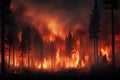 Intense flames from a massive forest fire. Generative AI Royalty Free Stock Photo