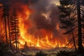 Intense flames from a massive forest fire. Generative AI Royalty Free Stock Photo