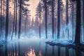 Intense flames from a massive forest fire, generative ai. Flames light up the evening