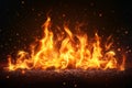 Intense Flames and Sparks Rising from Burning Coals. Generative ai
