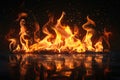 Intense Flames and Sparks Rising from Burning Coals. Generative ai