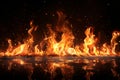 Intense Flames and Sparks Rising from Burning Coals. Generative ai