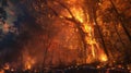 Intense Forest Wildfire Blaze. AI generated Royalty Free Stock Photo