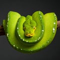 Intense Gaze of a Coiled Green Tree Python Royalty Free Stock Photo