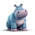 Intense Gaze A 3d Cartoon Blue Hippo In Daz3d Style