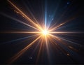 Intense Golden and Blue Light Rays Exploding From a Bright Center explosion energy Royalty Free Stock Photo