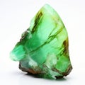 Intense Green Quartz In Ndebele Art Style: A Vibrant Chrysoprase Stone On White Background