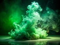 Intense Green Smoke Haze in Dramatic Studio Lighting A Striking Visual Effect Capturing Depth and Atmosphere