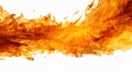 Intense Heat: Fiery Flames Flowing on a White Background, Generative AI