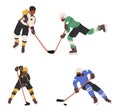 Intense Hockey Players Clash On The Ice, Swift And Skilled, Chasing The Puck With Determination, Vector Illustration