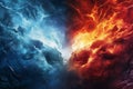 Intense Hot fire cold ice. Warm light energy Royalty Free Stock Photo