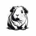 Intense Light And Shadow: Cute Guinea Pig Drawing In Svg Style