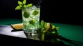 Intense Lighting Green Mint Cocktail With Lemon - Mojito Product Photography