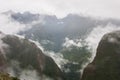 Intense low clouds on the Andes. Inca Trail. Peru. No people. Royalty Free Stock Photo