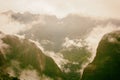 Intense low clouds on the Andes. Inca Trail. Peru. No people. Royalty Free Stock Photo