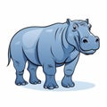 Intense Monochromatic Cartoon Blue Hippo In The Wild