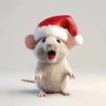 Intense Movement: 3d Rat With Christmas Hat