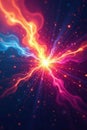 Intense multicolored light explosion, dynamic abstract shape , light, gleam