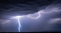 Intense Multiple Lightning Strikes in Dark Storm Royalty Free Stock Photo