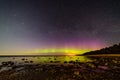 Intense northern lights (Aurora borealis) over Baltic sea