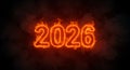 Intense orange flame engulfs the number 2026 Royalty Free Stock Photo