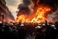 Intense Paris demonstration chaos. Generate Ai Royalty Free Stock Photo