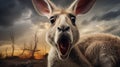 Intense Portraiture Of A Surprised Kangaroo In 8k Resolution