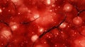 Abstract Red Network: Illuminated Branches and Glowing Orbs Royalty Free Stock Photo