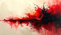 Intense Red and Black Abstract Paint Splatter Explosion on Light Background blood Royalty Free Stock Photo