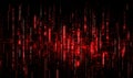 Intense red, digital streams cascade down a black backdrop evoking a matrix-like code effect Royalty Free Stock Photo