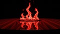 Intense red flames burning on a reflective wooden surface Royalty Free Stock Photo