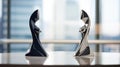 Intense Rivalry: Abstract Business Figures on Glass Desk
