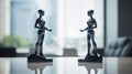 Intense Rivalry: Abstract Business Figures on Glass Desk