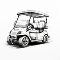 Intense Shading Golf Cart Sketch On White Background