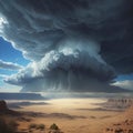 Intense storm cloud vortex over a vast desert canyon landscape clouds Royalty Free Stock Photo