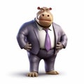 Intense And Stylish 3d Graphic Of A Business Hippopotamus