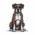 Intense And Symmetrical Cartoon Boxer Dog Portrait