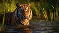 Intense Tiger Portrait In Backlit Photography Royalty Free Stock Photo