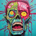 Intense Urban Street Art Poster: Zombie Wink Pop Art