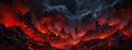 Intense volcanic landscape with molten lava flows and rugged black terrain, depicting nature\'s fury and raw energy in a