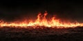 Intense wildfire flames blazing across dark night landscape Royalty Free Stock Photo
