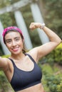 Proud Moment: Woman Takes Victory Selfie After Challenging Workout in Park