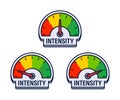 Intensity Level Gauges Vector Illustration for Performance, Workout, or Emotional State Monitoring