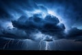 Intensity of a stormy sky, lightning strikes, rain clouds before thunder, nature wallpaper. Royalty Free Stock Photo