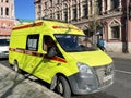 Moscow, Russia, March, 03, 2024. Intensive care unit car on Petrovka Street in Moscow